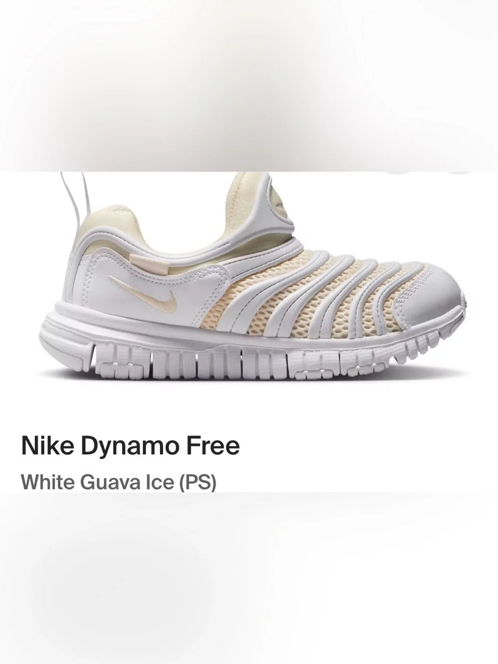Nike Kids Lightweight Slip-On Dynamo Free Sneakers - Cream & White 12 C